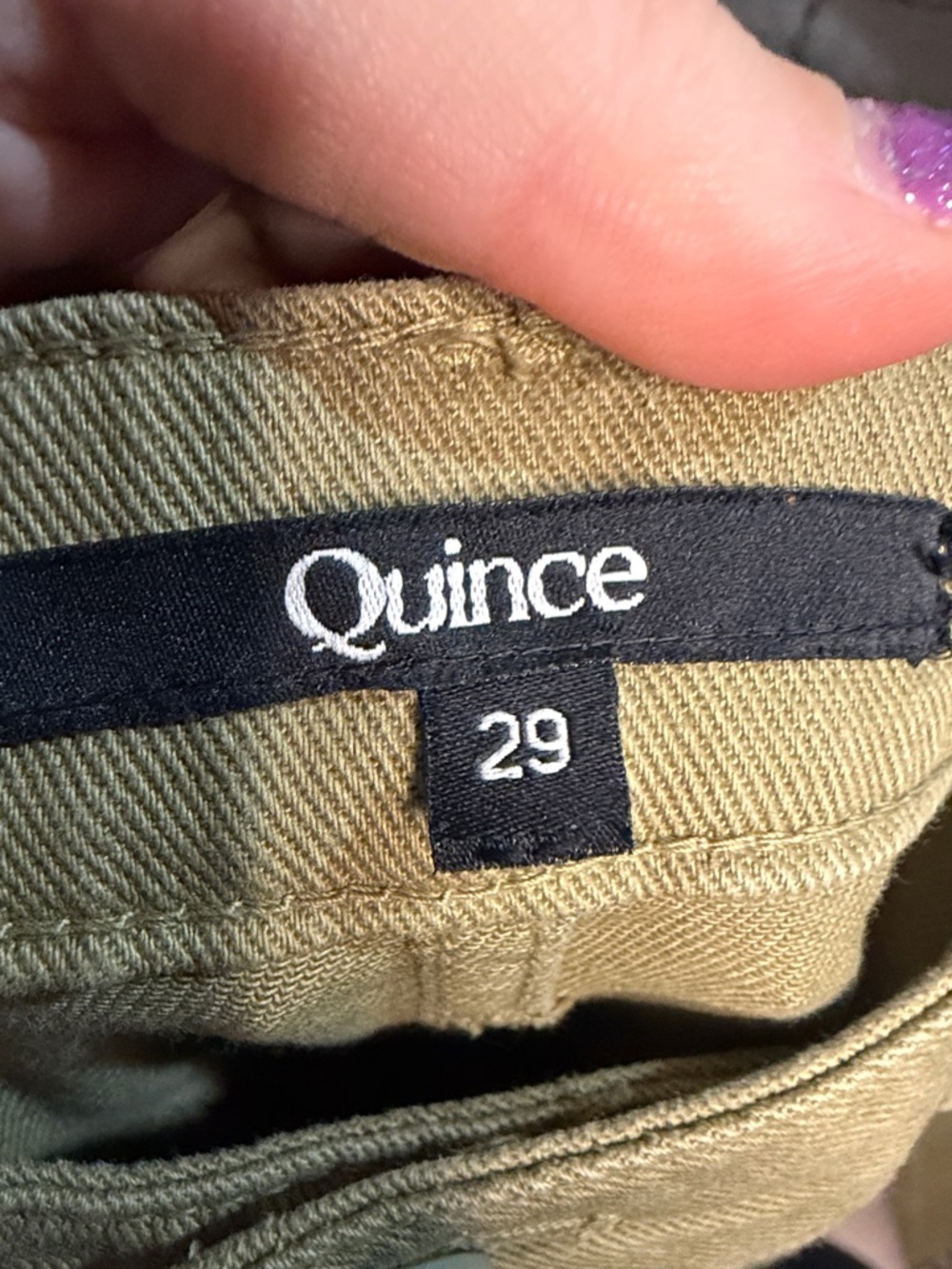 Quince Olive Green 97% organic cotton wide leg Pants size 29 - Picture 3 of 5